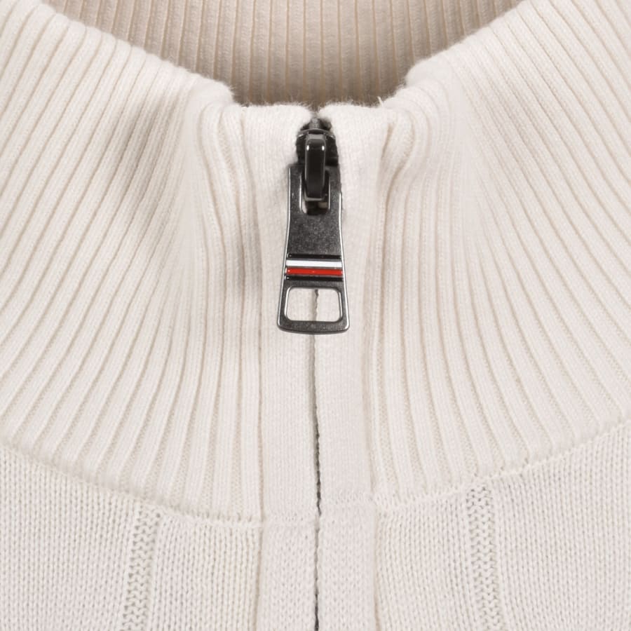 Image number 4 for Tommy Hilfiger Quarter Zip Cable Knit Jumper Cream