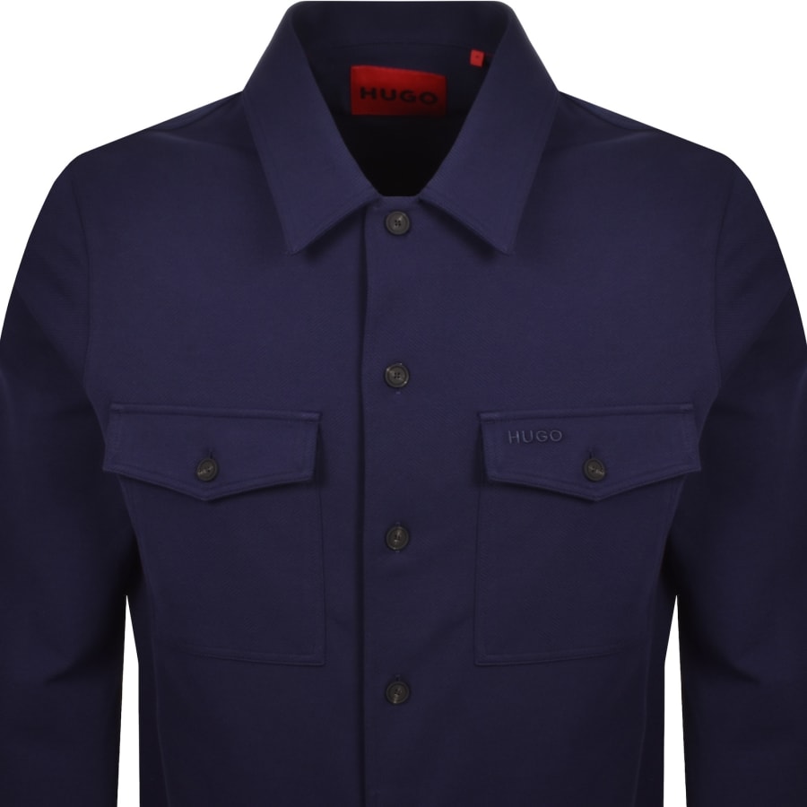 Image number 2 for HUGO Enalu Overshirt Jacket Navy