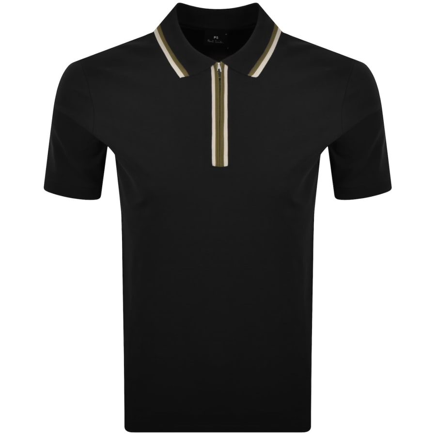 Image number 1 for Paul Smith Regular Fit Zip Polo Black