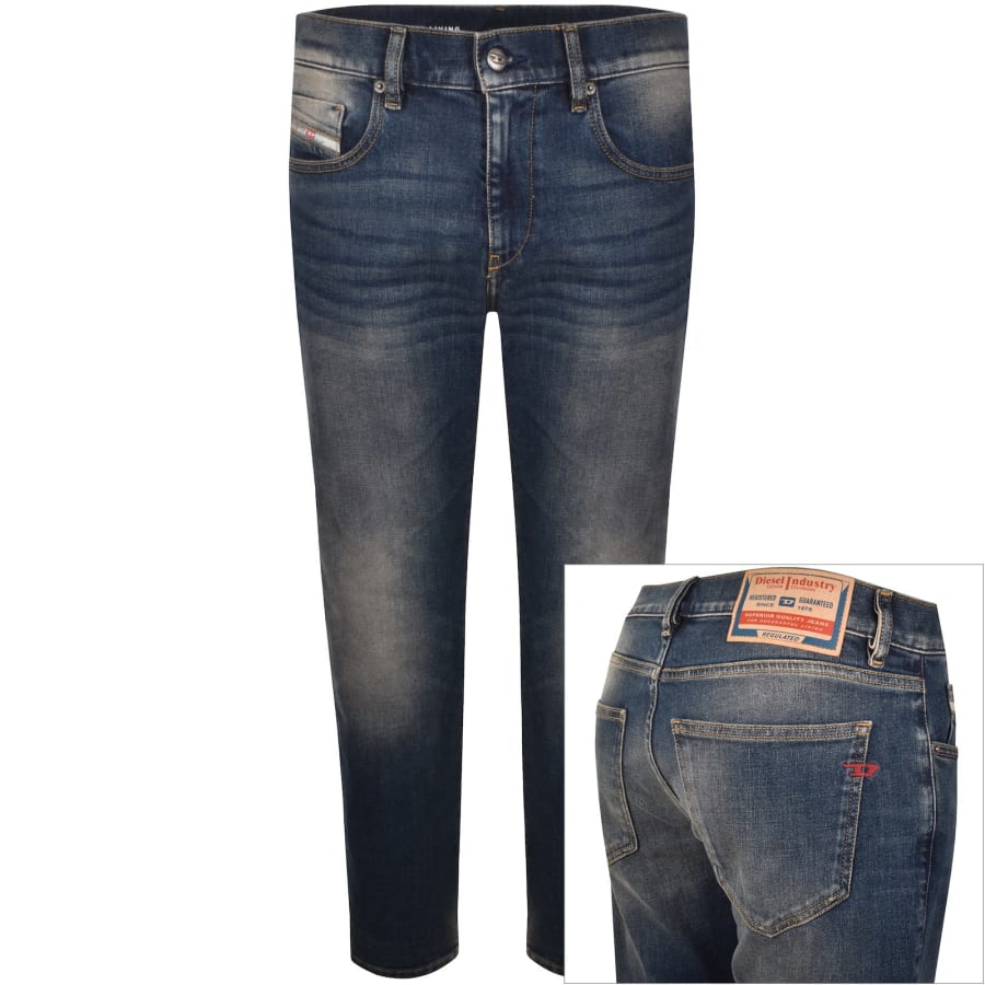Image number 1 for Diesel D Strukt Slim Fit Mid Wash Jeans Blue