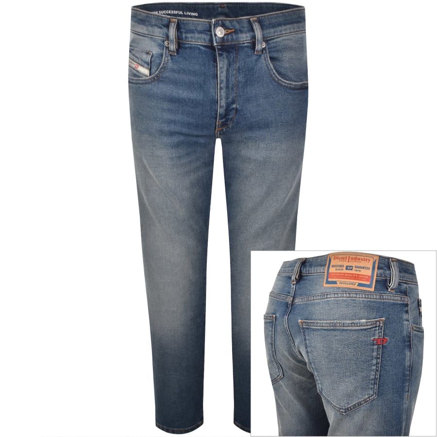 Image number 1 for Diesel D Strukt Slim Fit Mid Wash Jeans Blue
