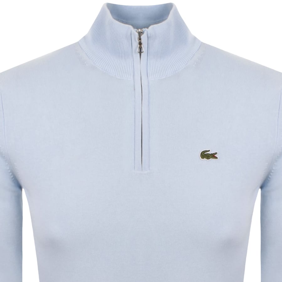 Image number 2 for Lacoste Quarter Zip Logo Knit Jumper Blue