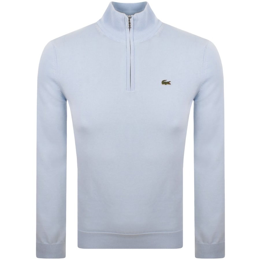 Image number 1 for Lacoste Quarter Zip Logo Knit Jumper Blue