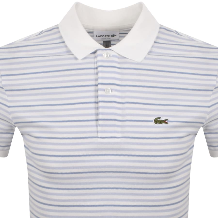 Image number 2 for Lacoste Short Sleeved Stripe Polo T Shirt Blue