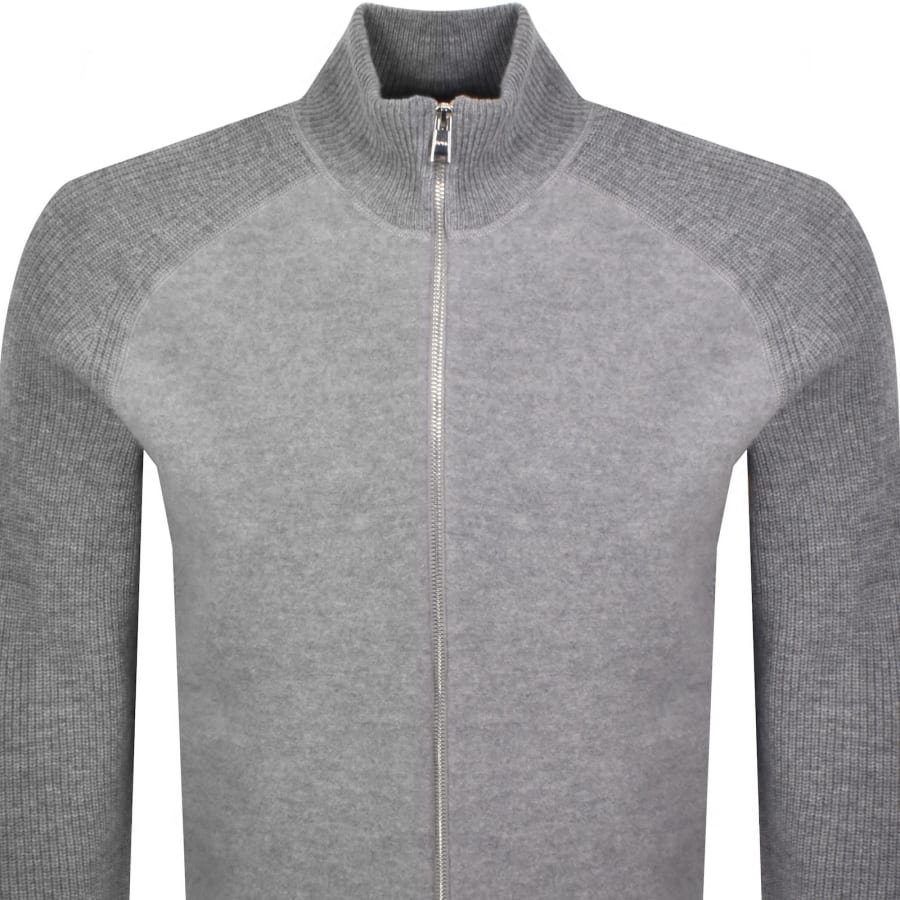 Image number 2 for BOSS Hibisco Full Zip Wool Jumper Grey