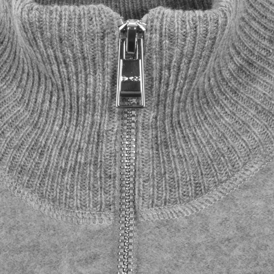 Image number 3 for BOSS Hibisco Full Zip Wool Jumper Grey