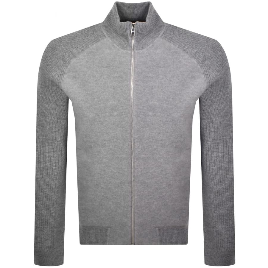 Image number 1 for BOSS Hibisco Full Zip Wool Jumper Grey