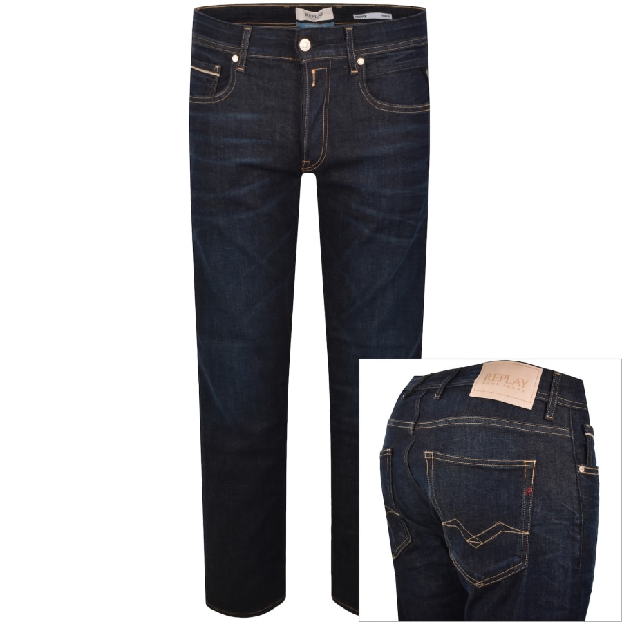 Image number 1 for Replay Grover Straight Fit Jeans Blue