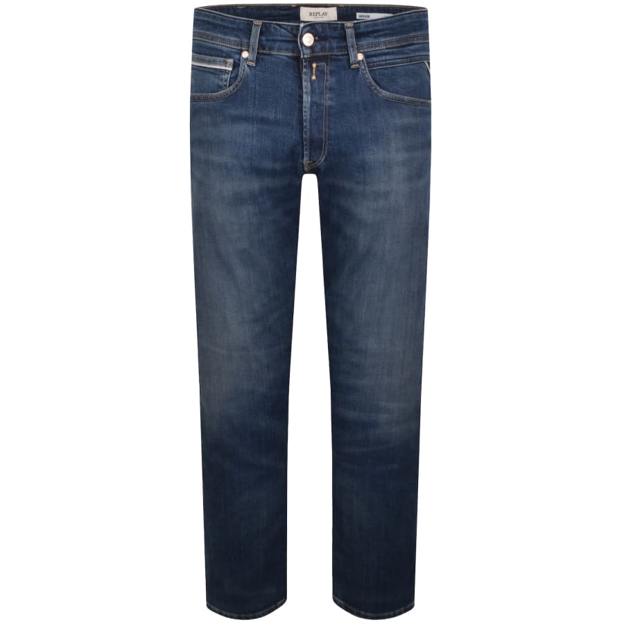 Image number 2 for Replay Grover Straight Fit Jeans Blue