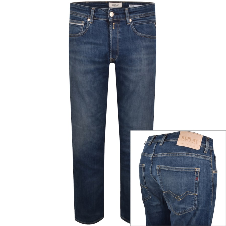 Image number 1 for Replay Grover Straight Fit Jeans Blue