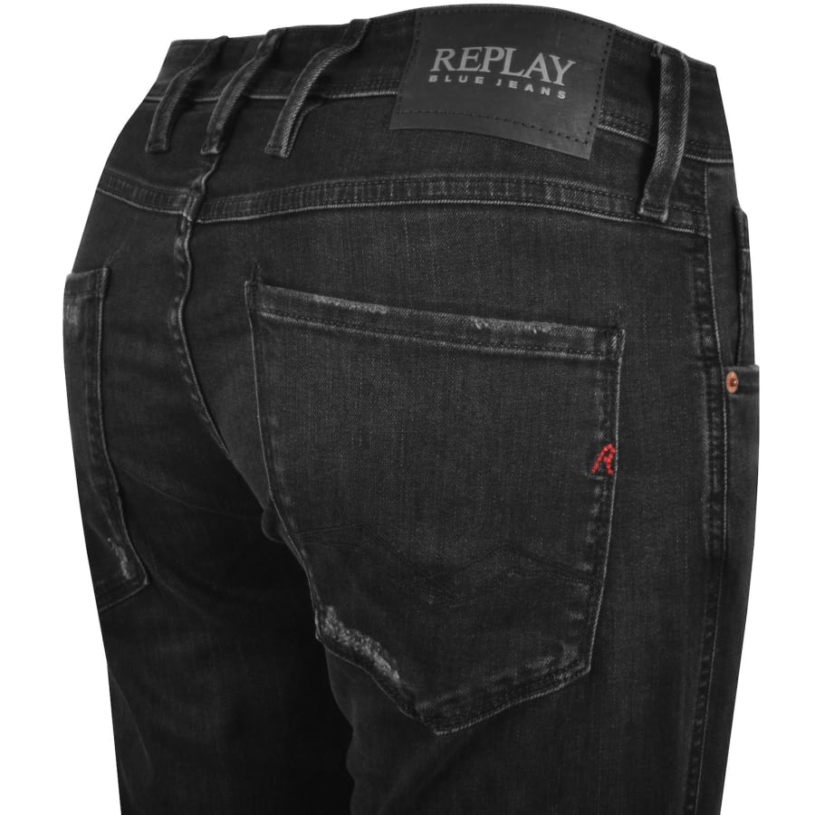 Image number 4 for Replay Slim Fit Anbass Jeans Black