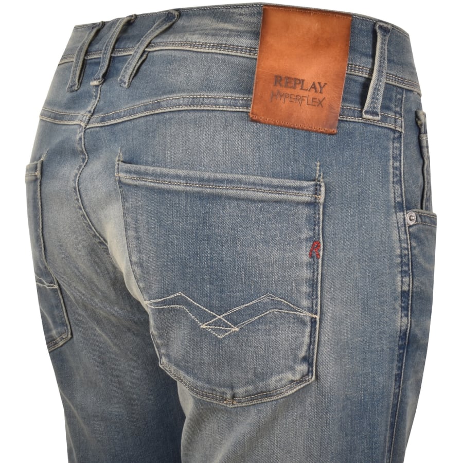 Image number 4 for Replay Anbass Slim Fit Jeans Light Wash Blue