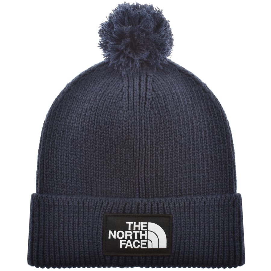 Image number 1 for The North Face Pom Logo Beanie Hat Navy