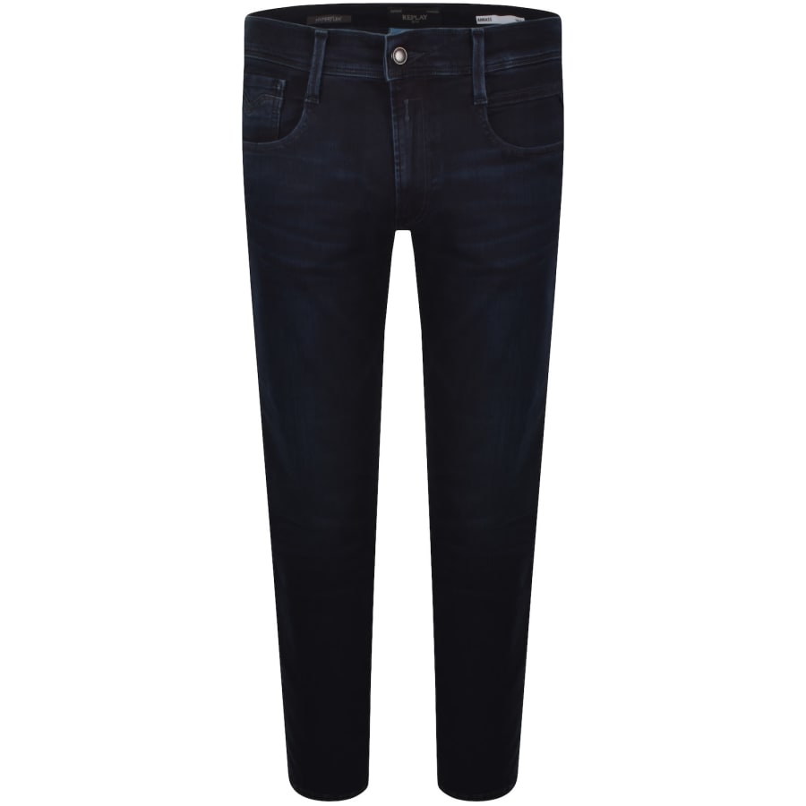 Image number 2 for Replay Anbass Hyperflex Slim Fit Jeans Dark Wash