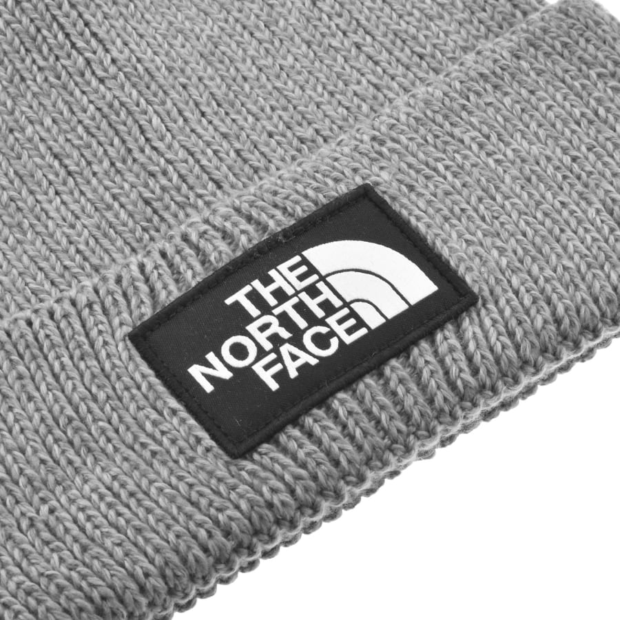 Image number 3 for The North Face Pom Logo Beanie Hat Grey