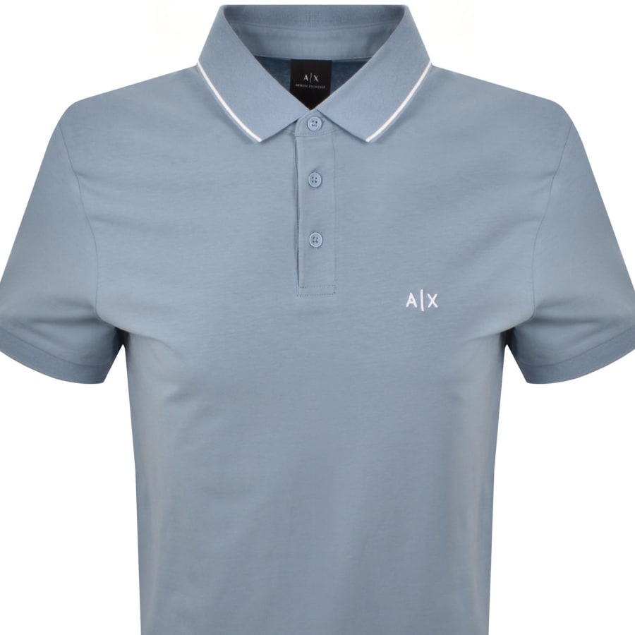 Image number 2 for Armani Exchange Polo T Shirt Faded Denim Blue