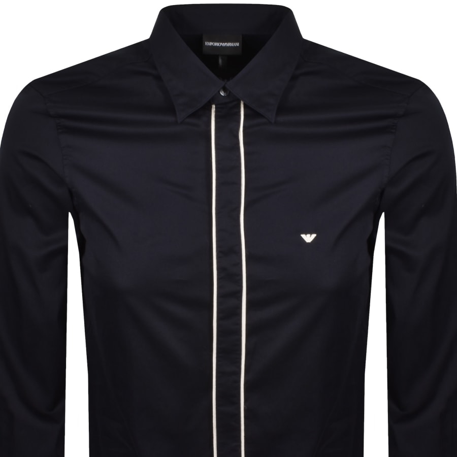 Image number 2 for Emporio Armani Logo Long Sleeve Shirt Navy