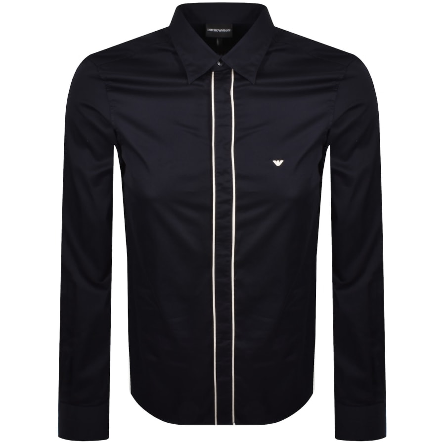 Image number 1 for Emporio Armani Logo Long Sleeve Shirt Navy