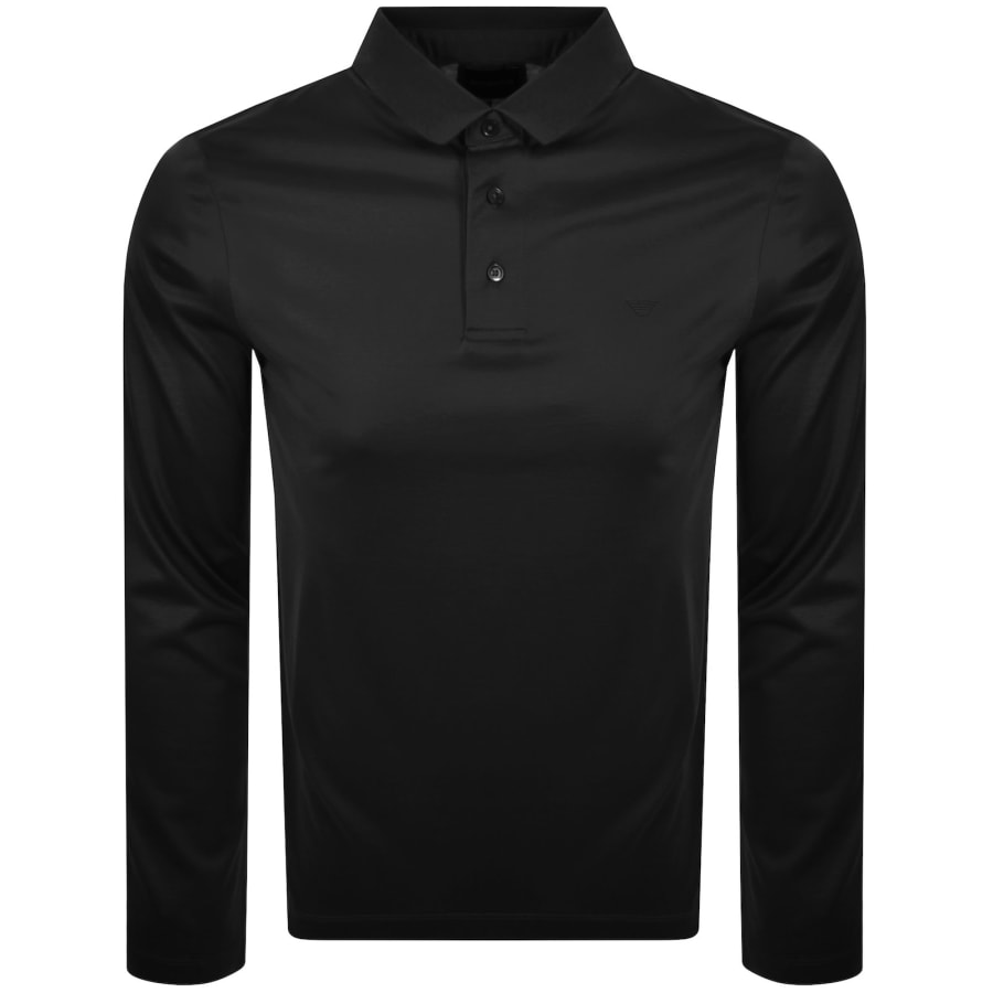 Image number 1 for Emporio Armani Long Sleeved Polo T Shirt Black