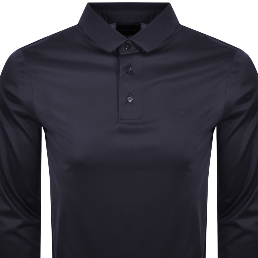 Image number 2 for Emporio Armani Long Sleeved Polo T Shirt Navy