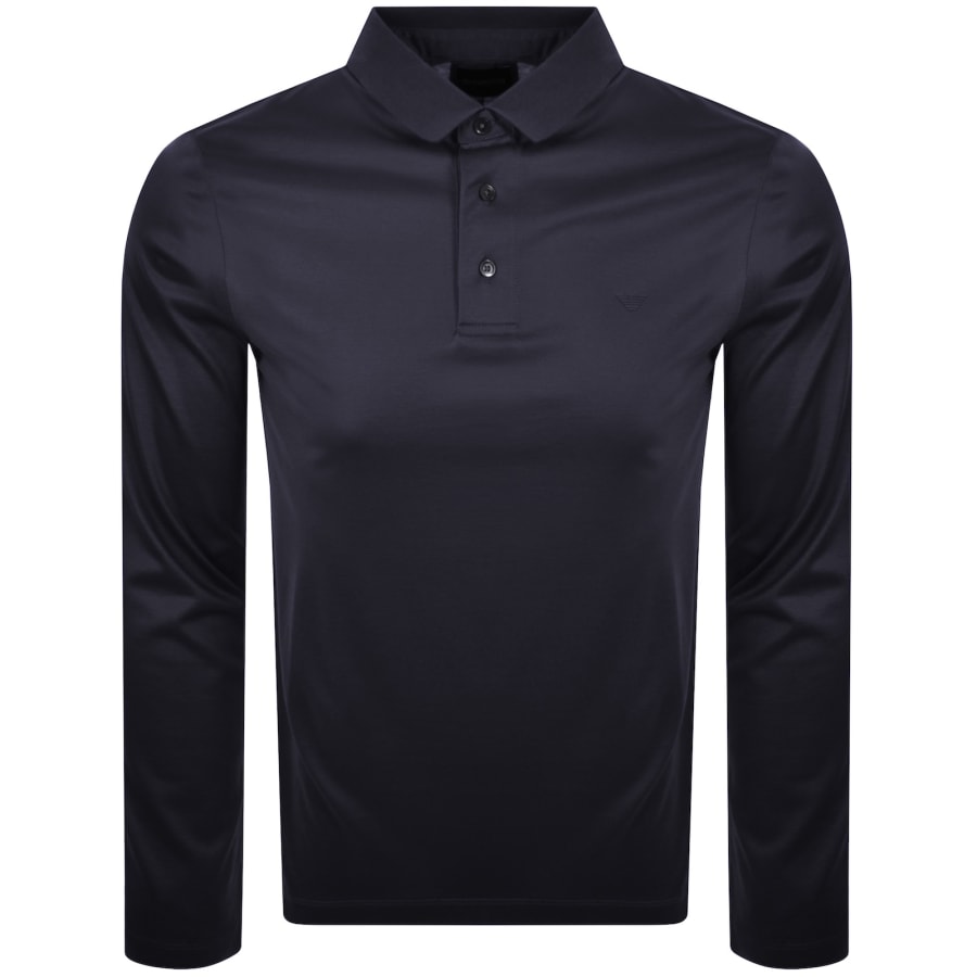 Image number 1 for Emporio Armani Long Sleeved Polo T Shirt Navy