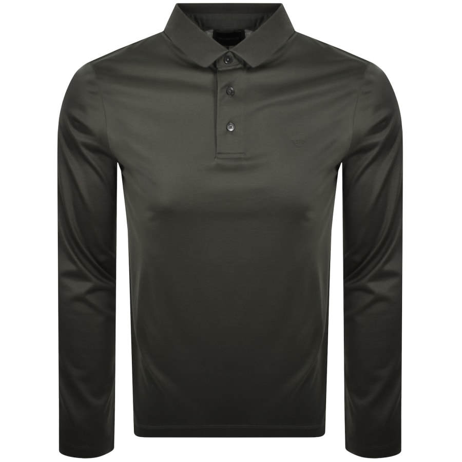 Image number 1 for Emporio Armani Long Sleeved Polo T Shirt Green