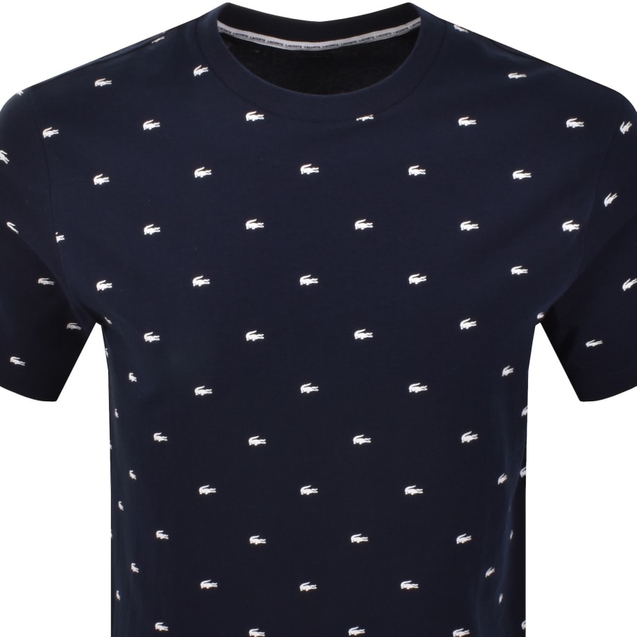 Image number 2 for Lacoste Crocodile Print T Shirt Navy
