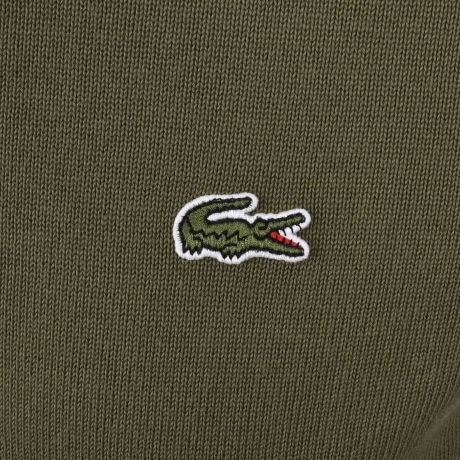 Image number 3 for Lacoste Quarter Zip Logo Knit Jumper Khaki