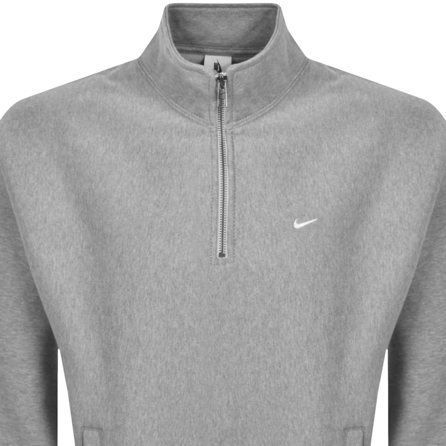 Image number 2 for Nike Brushed Quarter Zip Sweatshirt Grey