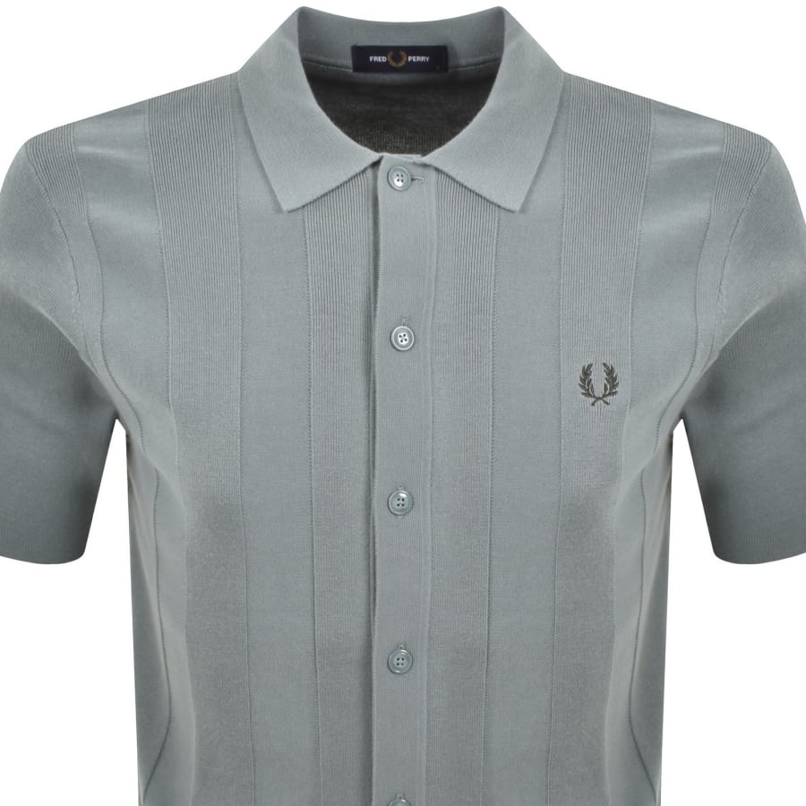 Image number 2 for Fred Perry Vertical Stripe Knit Polo Shirt Blue