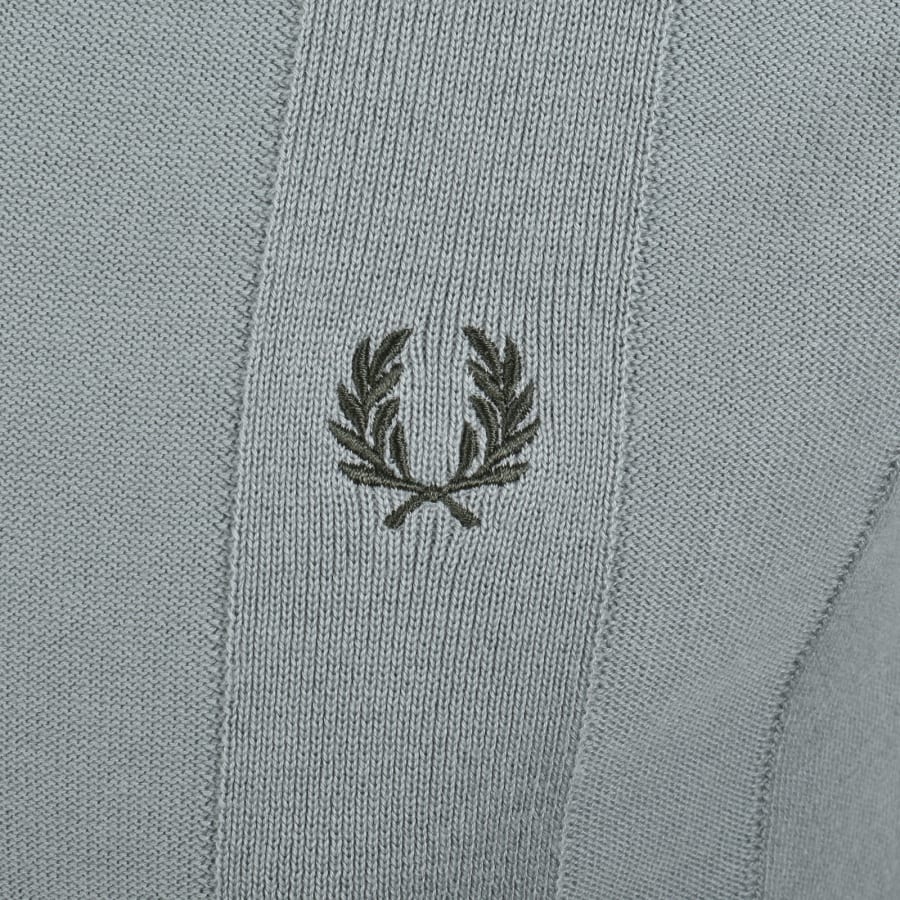 Image number 3 for Fred Perry Vertical Stripe Knit Polo Shirt Blue