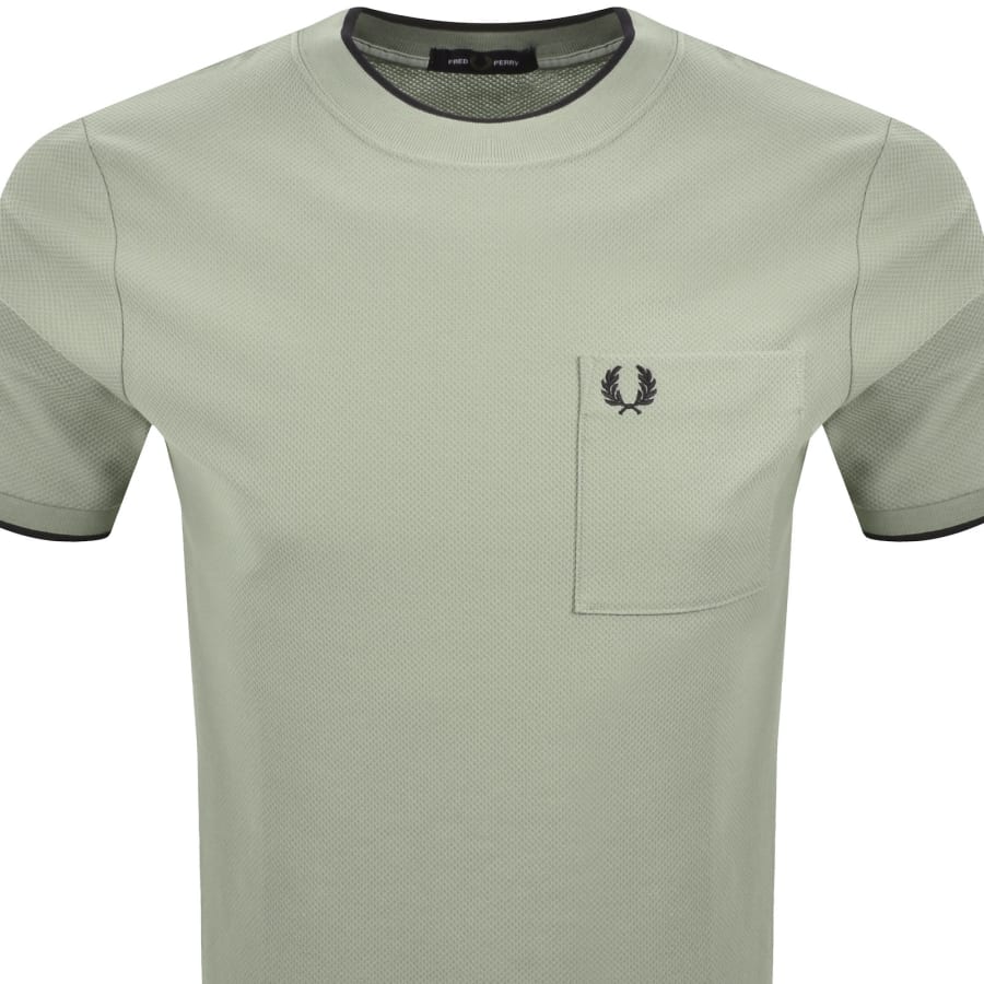 Image number 2 for Fred Perry Pocket Detail Pique T Shirt Green