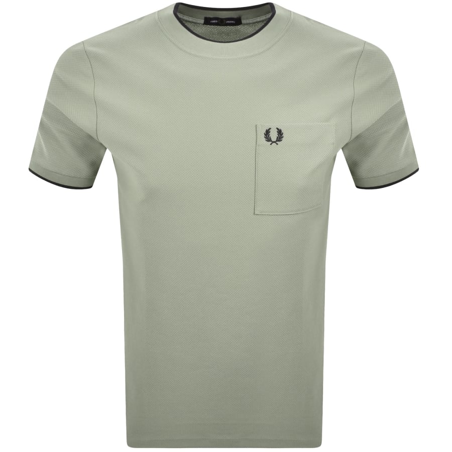 Image number 1 for Fred Perry Pocket Detail Pique T Shirt Green