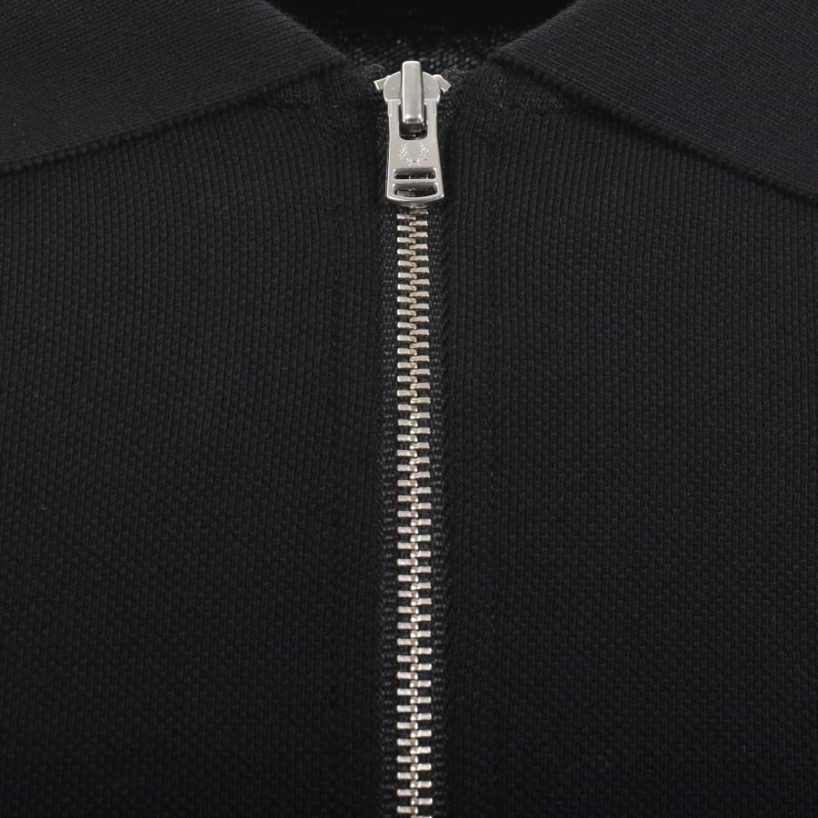 Image number 4 for Fred Perry Tramline Zip Polo T Shirt Black