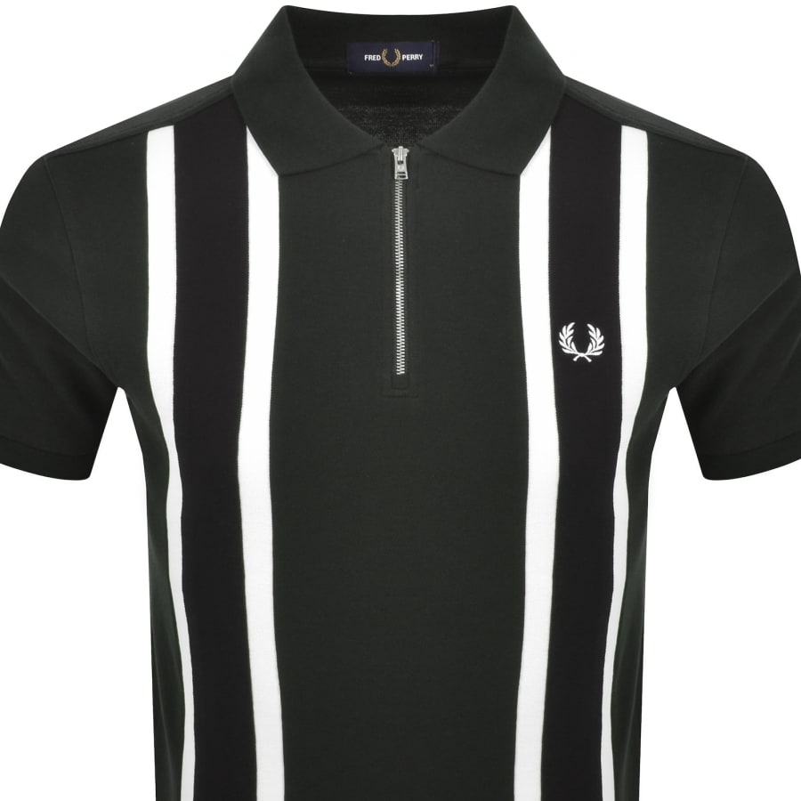 Image number 2 for Fred Perry Tramline Zip Polo T Shirt Green