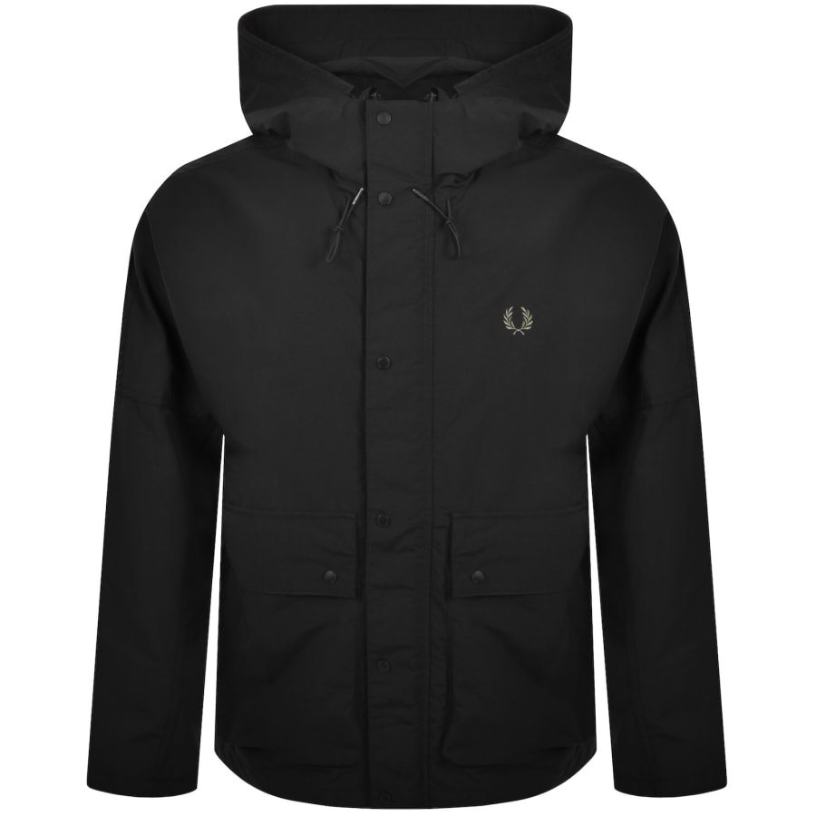 Image number 1 for Fred Perry Cropped Ripstop Parka Jacket Black