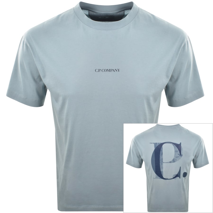 Image number 1 for CP Company Logo T Shirt Silver Blue