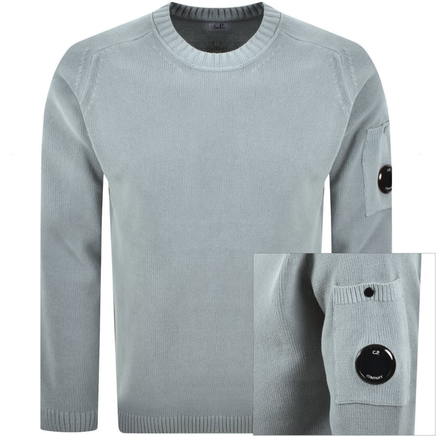 Image number 1 for CP Company Chenille Lens Jumper Silver Blue
