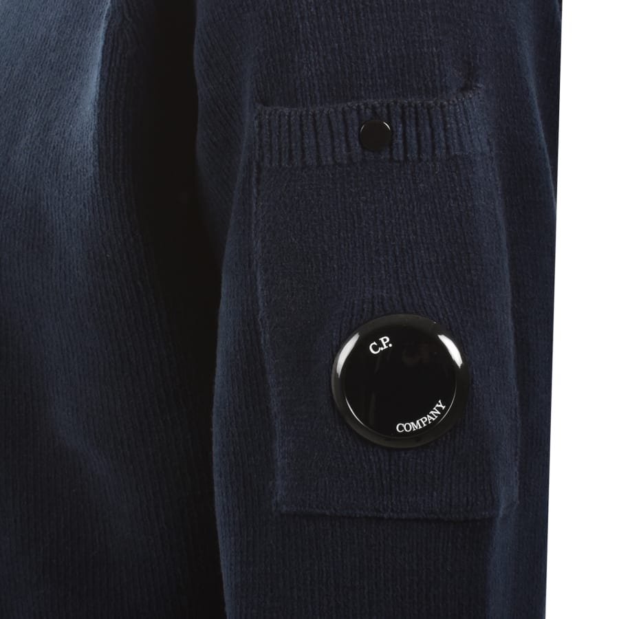 Image number 4 for CP Company Chenille Lens Polo Jumper Navy