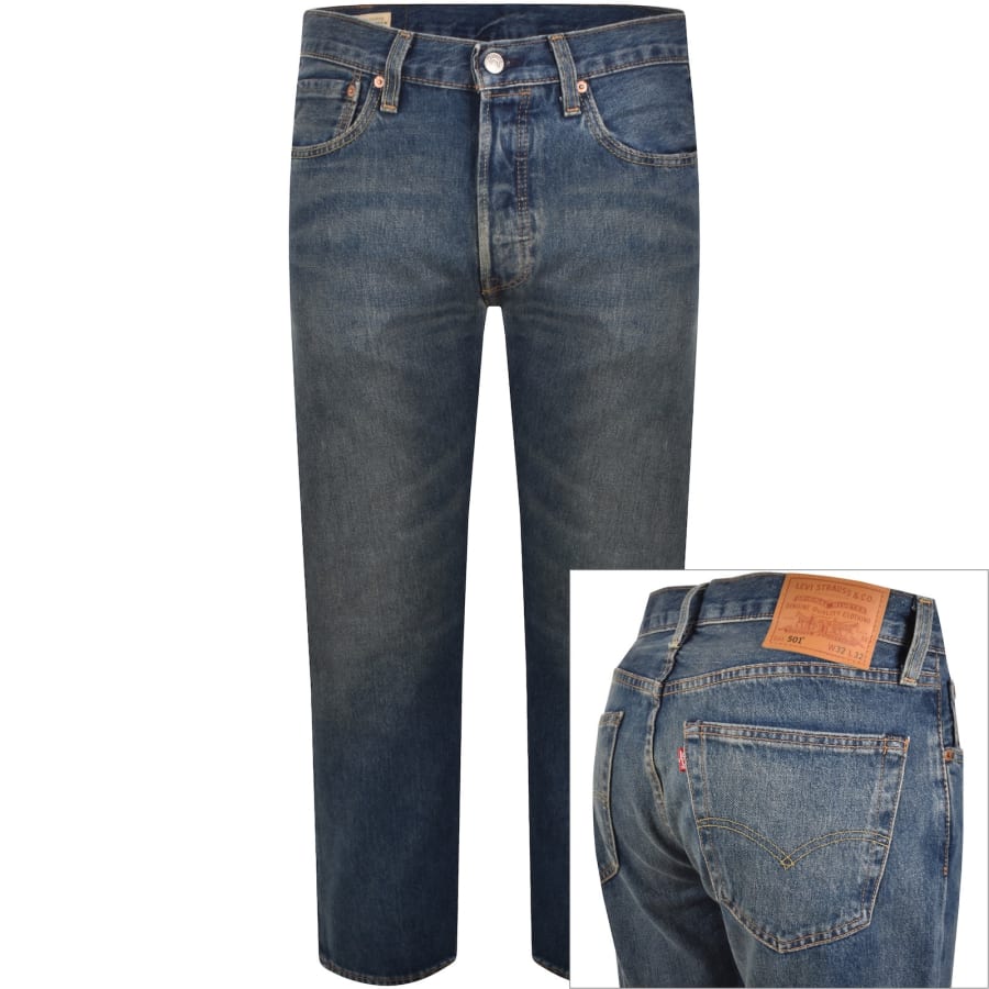 Image number 1 for Levis 501 Original Fit Mid Wash Jeans Blue
