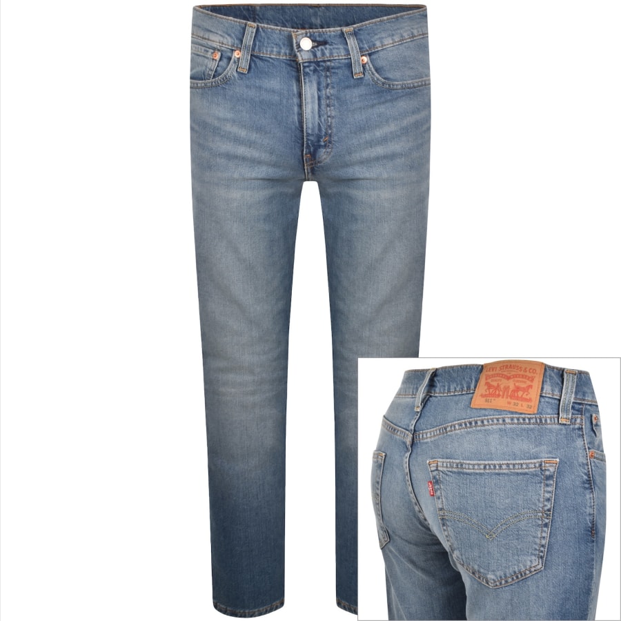 Image number 1 for Levis 511 Slim Fit Stretch Jeans Mid Wash Blue
