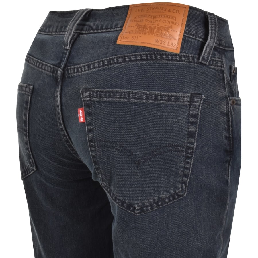Image number 4 for Levis 511 Slim Fit Stretch Jeans Dark Wash Blue