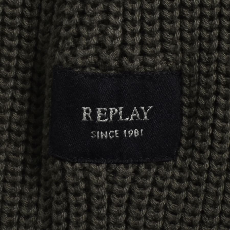Image number 3 for Replay Crew Neck Knit Jumper Mud Green