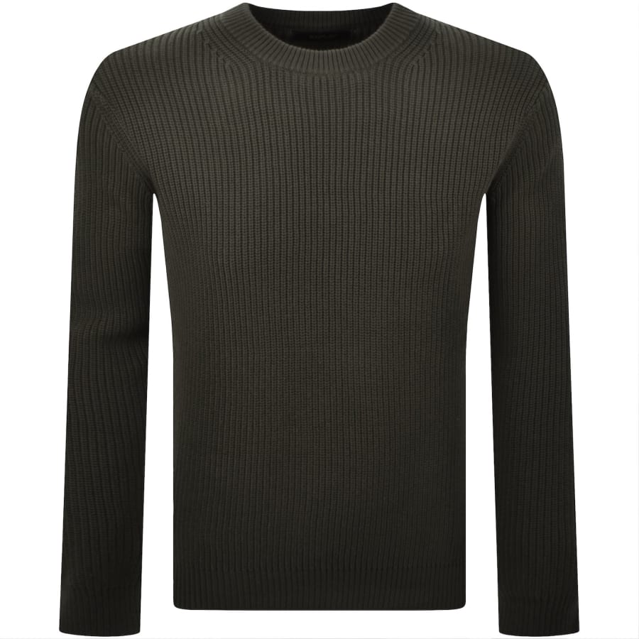 Image number 1 for Replay Crew Neck Knit Jumper Mud Green
