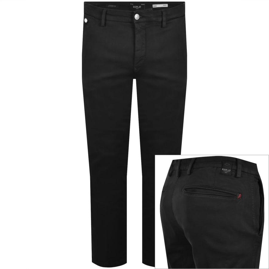 Image number 1 for Replay Benni Hyperflex Chino Jeans Black