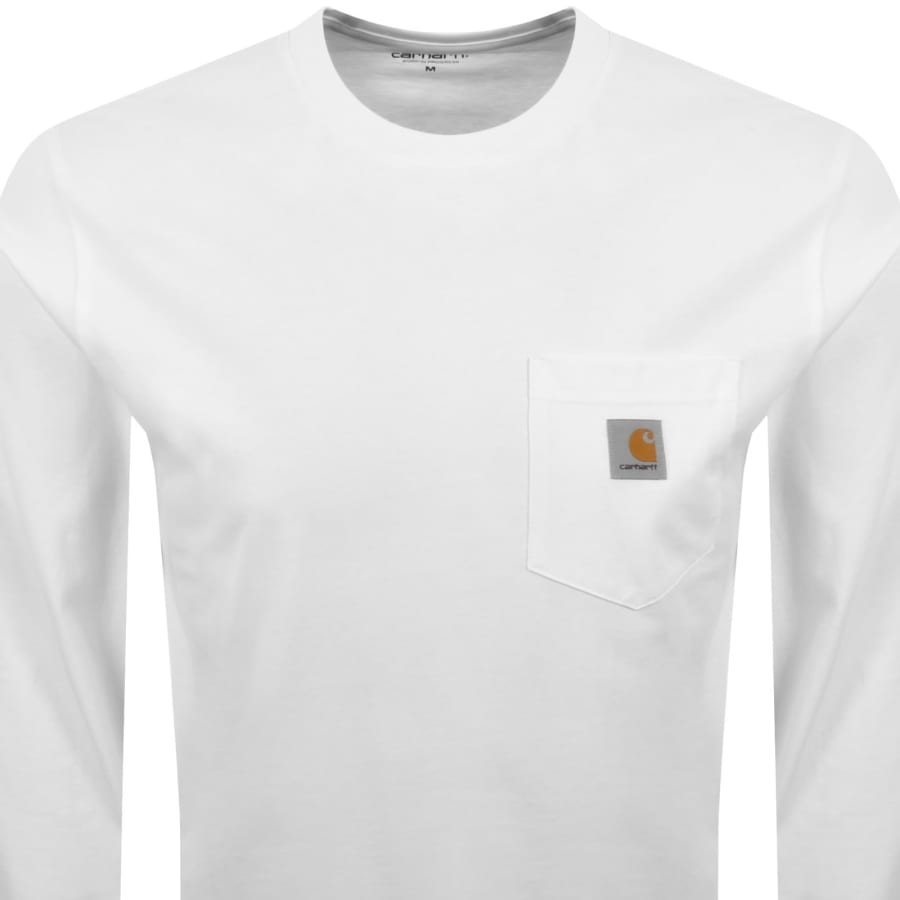 Image number 2 for Carhartt WIP Pocket Long Sleeved T Shirt White
