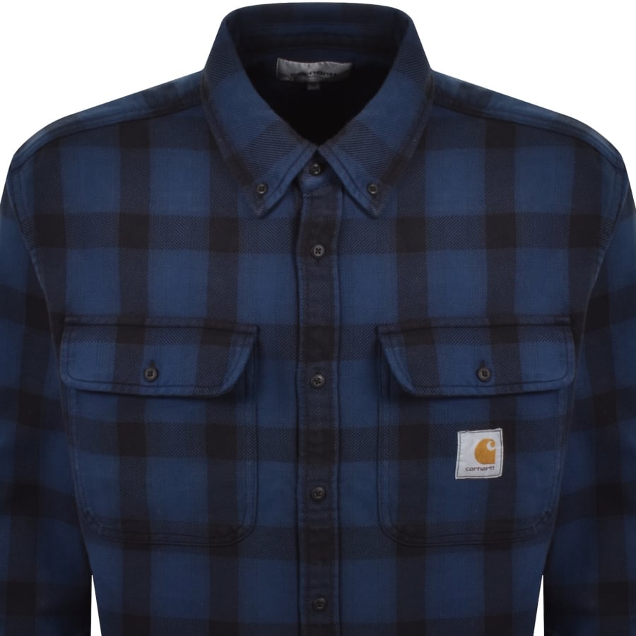 Image number 2 for Carhartt WIP Edmands Check Shirt Blue