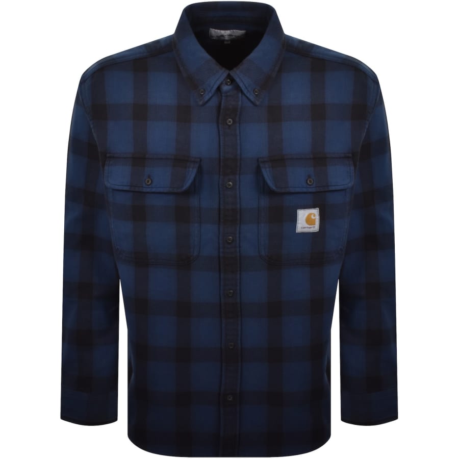 Image number 1 for Carhartt WIP Edmands Check Shirt Blue