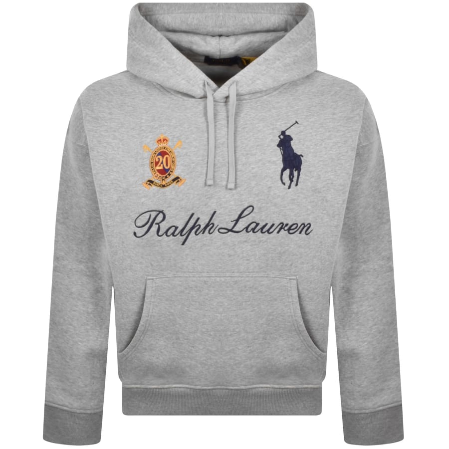 Image number 2 for Ralph Lauren Logo Hoodie Grey Heather