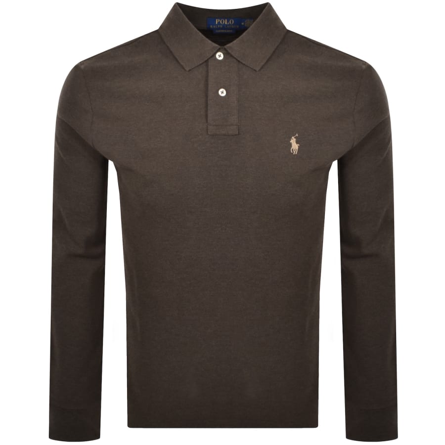 Image number 1 for Ralph Lauren Long Sleeved Polo T Shirt Brown